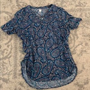 Paisley blouse with front tie detail
